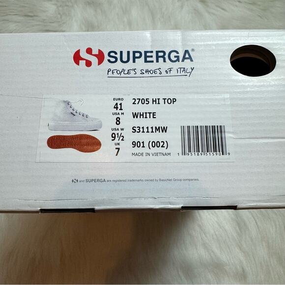 Superga 2705 HI TOP White S3111MW High Top Lace Up Canvas Sneakers - Picture 8 of 8